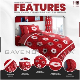 GC GAVENO CAVAILIA Premium Kids Single Duvet Cover Set With Pillowcase - Reversible Kids Bedding Set - Washable Quilt Bedset - Easycare Bedlinen Set For Boys & Girls - Red