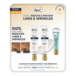 RoC Retinol Correxion Deep Wrinkle Day Cream, 2.6 fl oz Total (2-Pack of 1.3 fl oz), with Bonus Eye Cream 0.4 fl oz