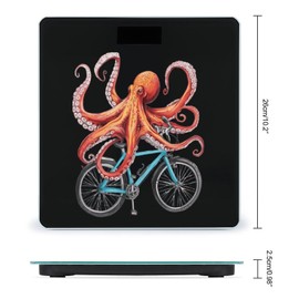 Octopus On A Bicycle Funny Digital Bathroom Scale Accurate Weighing Machine with LCD Display for Men Women