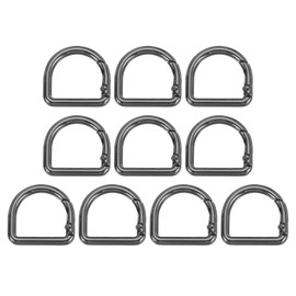 sourcing map D Shaped Spring Snap Keychain Clip, 27mm Metal Trigger Keychain Hook Clip Key Hook Buckle for Purses Wallet Belts Hardware Bags, Gun Black Pack of 10