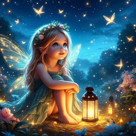 HEIBAGO 5D Diamond Painting Kits for Adults, DIY Fairy Full Drill Diamond Art Painting Kits, Diamond Dots Kits Butterfly Crystal Rhinestone Embroidery Art Pictures for Beginners, Home Wall 30x30cm