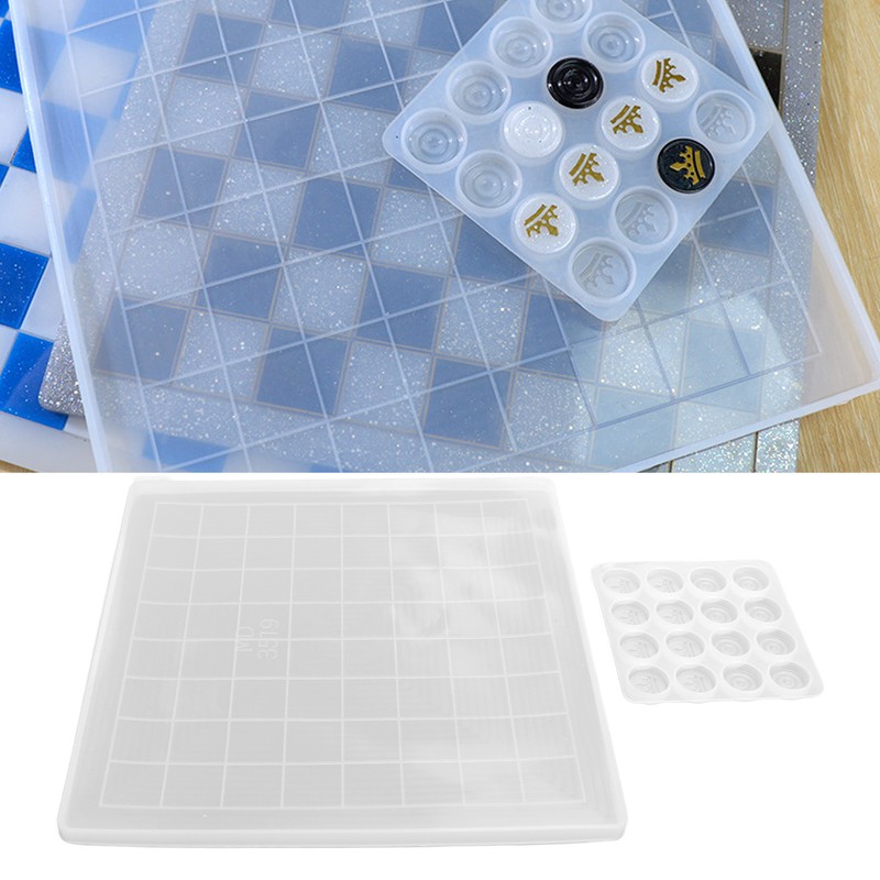 2Pcs Chess Molds Transparent DIY Epoxy Resin Drop Glue Silicone