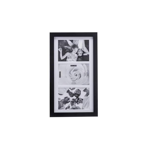 Malden International Designs Matted Linear Classic Wood Picture Frame, Black ( 5x7-Inches  - 3op )