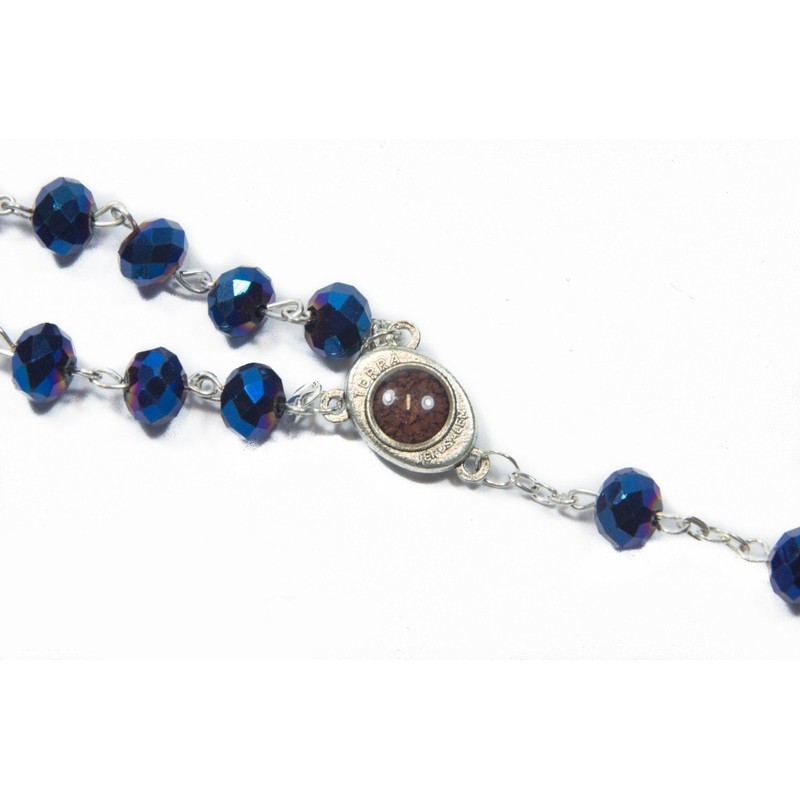 Nazareth Store Deep Blue Crystal Beads Rosary Catholic Necklace Holy