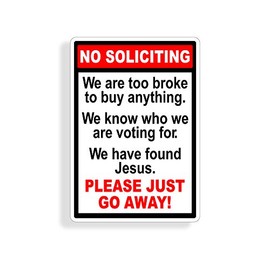 No Soliciting Sticker Self Adhesive Vinyl Decal Go Away Salesman Door Alert Window Graphic