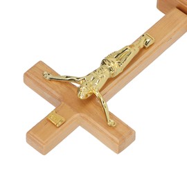 Holz Katholisches Kruzifix Kreuz Heiliges Wandkreuz Holzkreuz Kruzifix Tischkreuz Stabiler Sockel Stehendes Kruzifix für Home Office Cathedral