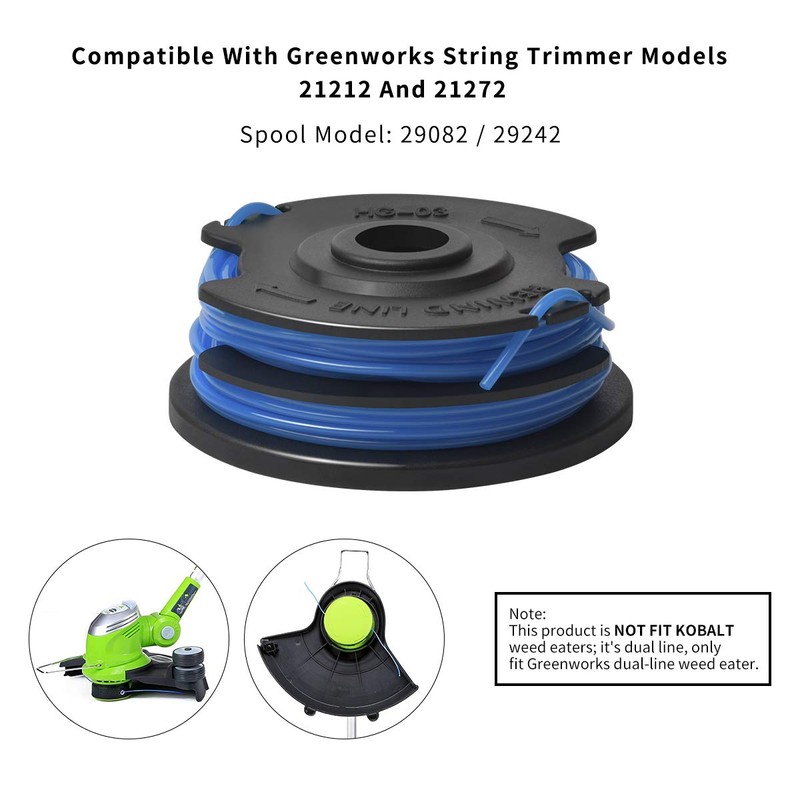 String Trimmer Dual Line - Replacement Spools for Greenworks 21212