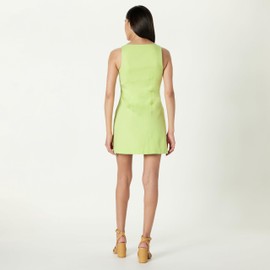 The Drop Women’s Amira Button Down Linen Mini Dress, Shadow Lime, XL