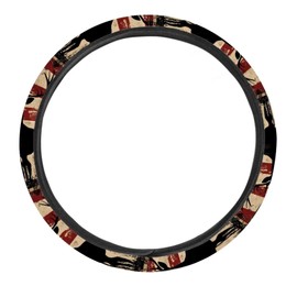 SEANATIVE Deer American Flag Car Steering Wheel Cover for Women Breathable Anti Slip Auto Steering Wheel Covers fit Standard Size 15inches