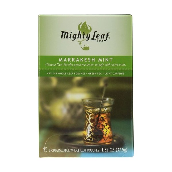 Mighty Leaf Tea Marrakesh Mint Green Tea, 15-Count Whole Leaf Pouches (Pack of 3) by Mighty Leaf Tea