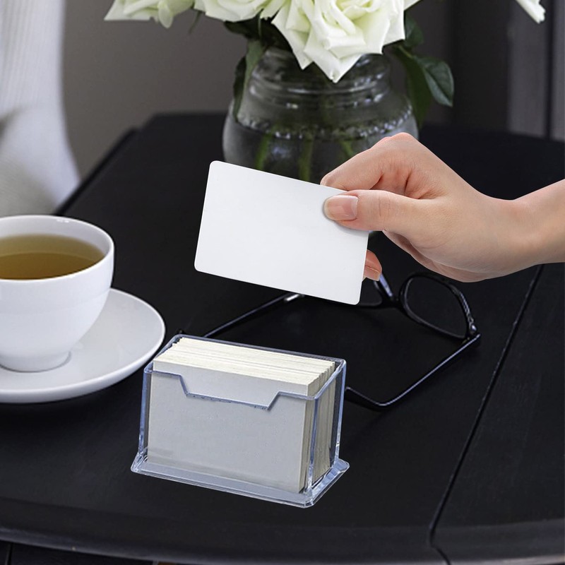 Clear Business Card Holder,4 Pack Acrylic Card Display Stand Name