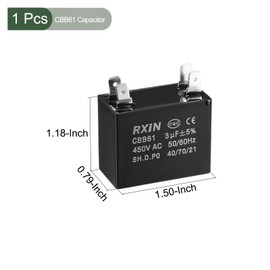 YOKIVE CBB61 Run Capacitor, 450V AC 3uF 50/60Hz Double Insert Run Round Capacitor, Low Loss, Great for Washing Machines Motor (Black)