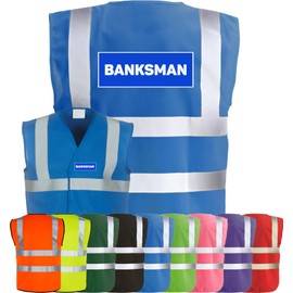 Corporate Togs BANKSMAN Printed Waistcoat - Hi-Vis Safety Vest Tabard, Brace Hi-Vis Strips, Fully EN471 Health, Protective Safety Wear | Safety Apparel