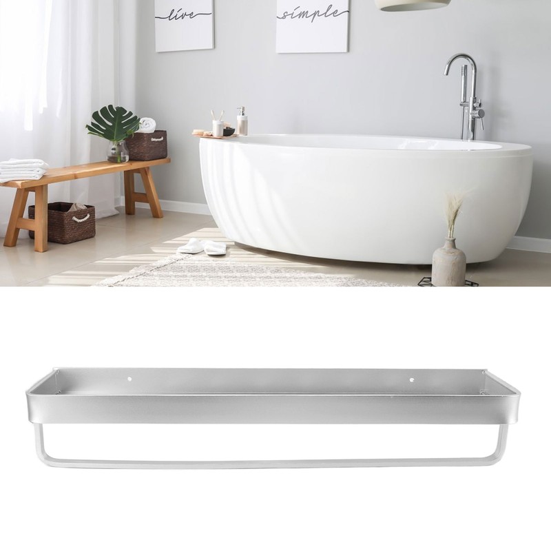 Space Aluminum Bathroom Shelf Punch Free Wall Mounted Floating Bathroom