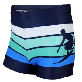 Aquarti Boys' Swimming Trunks Striped with Surfer Motif - 146