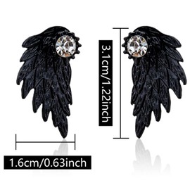 SLSF Unique Punk Gothic Angel Wing Stud Earrings Hypoallergenic Gold Silver Ear Crawler Cuff Earrings for Women Front Back Ear Wrap Pin Vine Crystal Charm Jewelry, Metal, n/p,