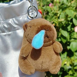 Solvexa Cute Capybara Keychain Bag Charm for Women, Soft Plush Accessories Keyring (Snot)