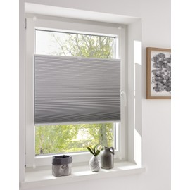 DécoProfi Honeycomb Pleated Blind, No Drilling, Blackout White, 75 cm x 130 cm, Tensioned Pleated Blinds Made to Measure with Clamping Support, Klemmfix, Opaque Inner Frame Pleated Blinds for Clamping
