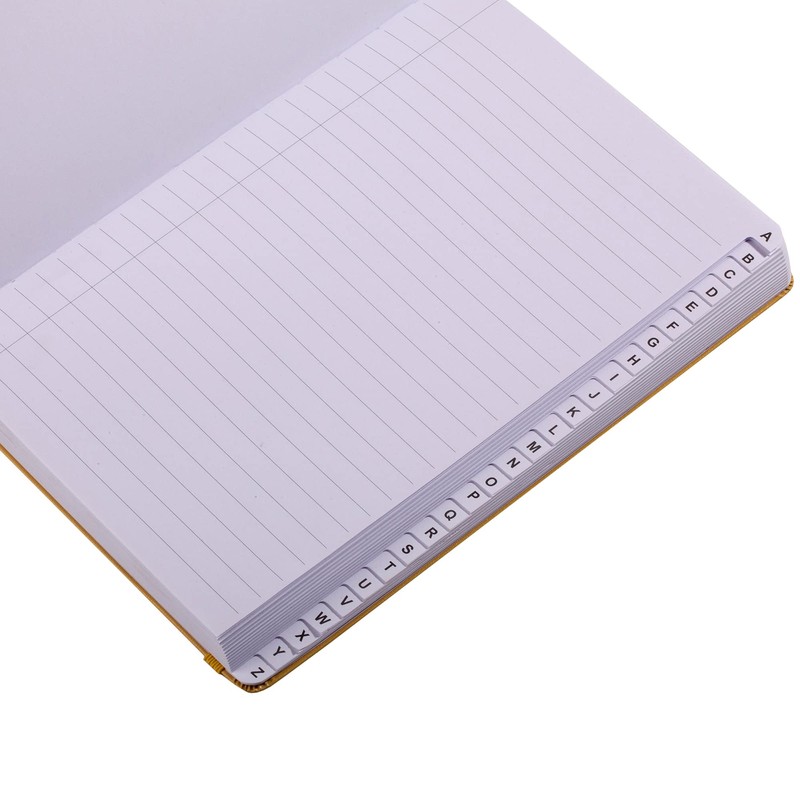 A5 Index Notebook Hardback Leatherette Cover 8mm Ruled Margin A-Z
