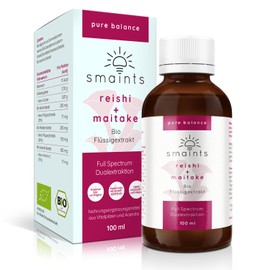 smaints Bio Maitake & Reishi Liquid Extract | Organic Vital Mushroom Dual Extract with Over 45% Polysaccharides | High Dose for Maximum Bioavailability | To Support Inner Balance & Wellbeing