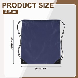 uxcell Drawstring Backpack, 2Pcs Polyester Draw String Backpack Gym Bags Cinch Sack Pack Storage Knapsack for Men Women Gym Sports Travel Beach Swimming (Navy, 13.4" x 16.9")