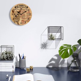 LetusZhogo A Chihuahua's House Rules Wall Clock Cute Chihuahua Dog Hanging Clock 10 Inch Silent Non Ticking Battery Operated Decorative Round Wall Clocks for Kitchen Bedroom Living Room