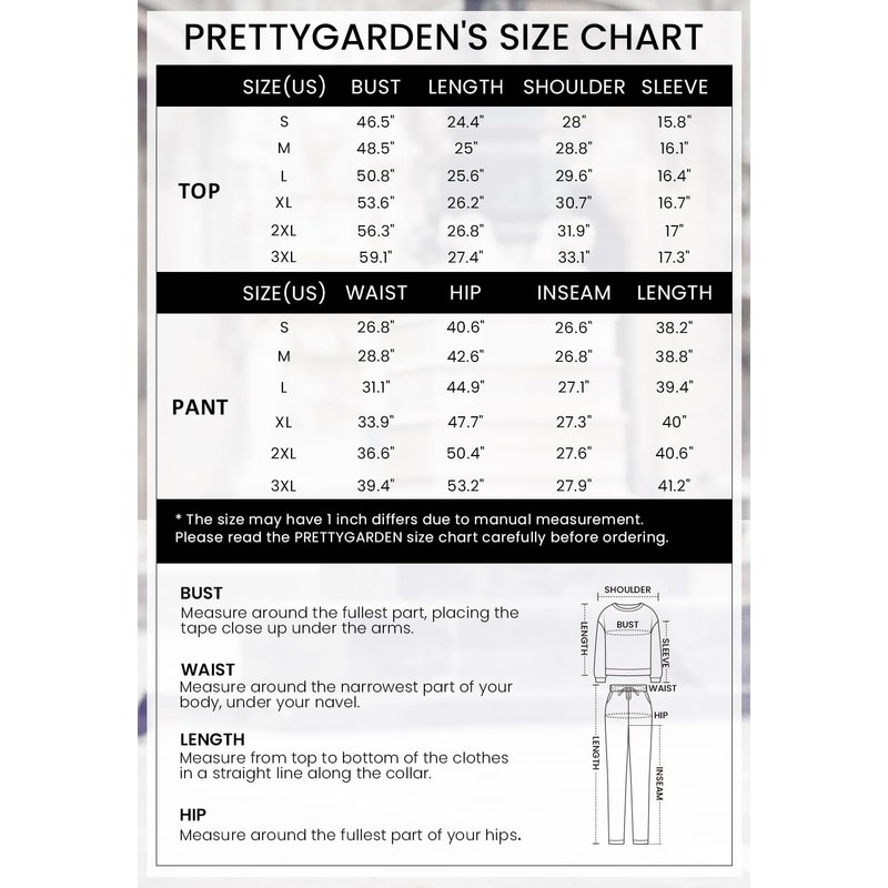 PRETTYGARDEN Women's 2025 Fall Two Piece Outfit Long Sleeve Crewneck