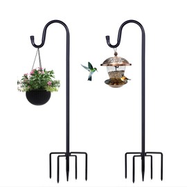 ToyHotels ToyHotels Shepherd Hooks for Outdoor, 2 Pack 46 Inch Bird Feeder Pole with 5 Prongs Base for Hanging Lantern, Hummingbird Feeder, Lightweight Plant, Shepherds Hook for Bird Feeders for Outside