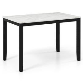 Giantex 45" Rectangular Dining Table for 4 People with Faux Marble Tabletop, Rubber Wood Legs, Dinner Table, Mid Century Large Kitchen Table for Dining Room, Living Room, Restaurant, Dinette