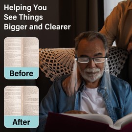 Magnifying Glasses with Light Rechargeable Reading Glasses with Lights Bright LED Readers Lighted Magnifying Eyeglasses Lighted Magnifier Nighttime Reading Glasses for Women Men Close Work Reading+1.5