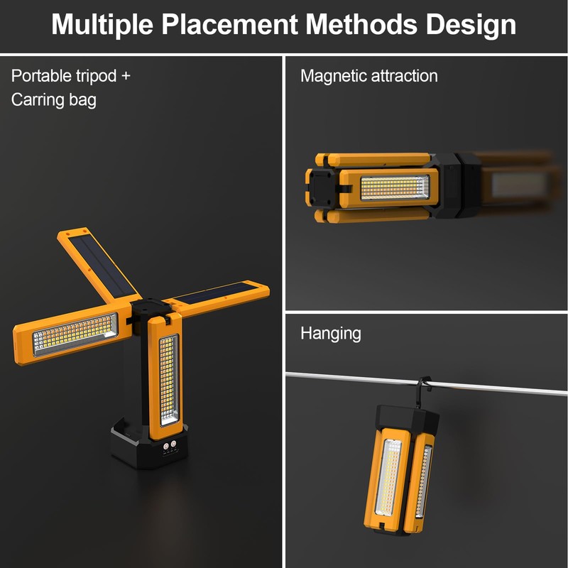 13200mAh Rechargeable Solar Work Light with Folding Stand and Carrying