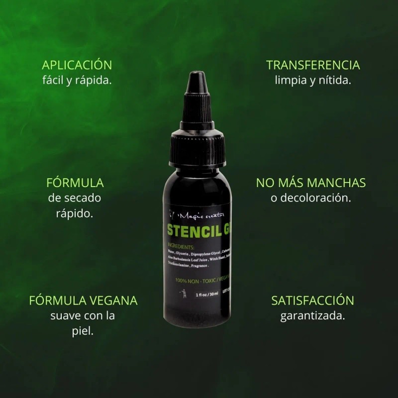Kit Gel Hectografico Pega Stencil Para Tatuaje 5pzs Transfer