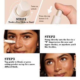 Upgrade Freckle Pen Stamp– Waterproof Faux Fake Freckles Makeup Tool, Natural-Looking Freckle Maker & Spray with Multi-Prong Precision Stamp Head, Long-Lasting Sunkissed Makeup (DARK)