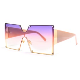 Armear Women Oversized Square Sunglasses Gradient Color Purple Pink Lens 70mm