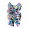 Set of 2 Blue Dog Rainbow Ribbon Hair Bows/ 2