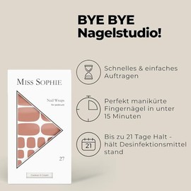 Original Miss Sophie Pedi Wraps I Cookies N Cream Pedicure I 27 ultra-dünne Nagellack-Streifen einfarbig I Für Fußnägel I Hält auf Natur- sowie lackierten, Acryl-, Gel- & Shellac-Nägeln