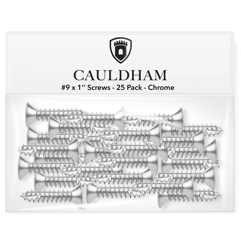 Cauldham Chrome Wood Screws #9 x 1 Inch for Door