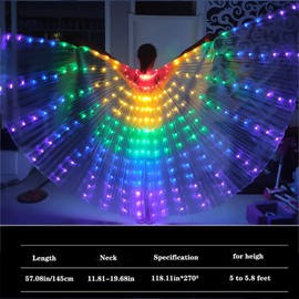 Women Christmas Costume LED Belly Dance Isis Wings Adult Glow Cape (Multi-Color)