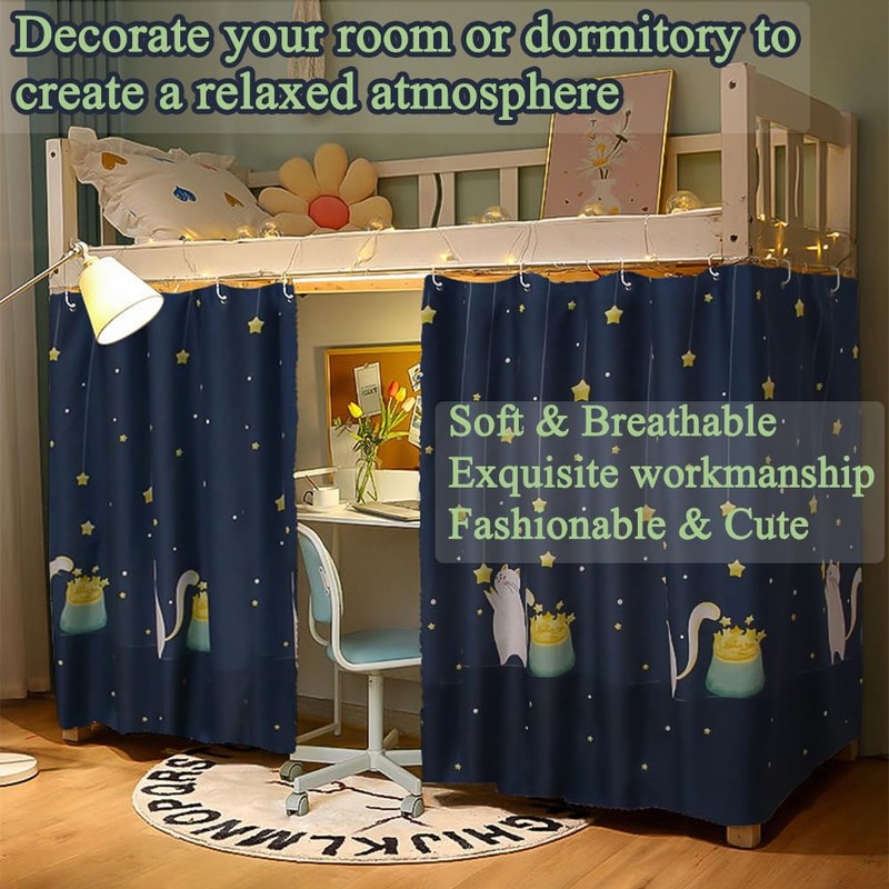 haozaikeji Bed Curtain Dorm Bunk Single Sleeper Blackout Shading Cloth
