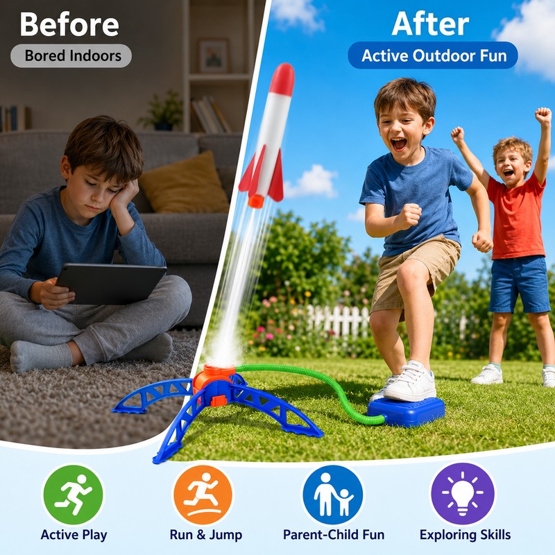 Air Rocket Foot Pump Launcher for Kids – EVA Foam