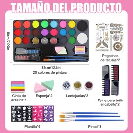 Pintacaritas, Set de 20 Colores con 100 Plantillas, Pinta Caritas para Niños, No Tóxico y Lavable con Brillo, Plantillas para Pintar Caritas Niños, para Fiestas Infantiles y Halloween