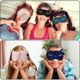 Keeshibao 2-Pack Eye Masks for Sleep, Kids Eyes Sleep Mask Eye Covers for Sleeping, Cute Sleeping Mask for Women Girls, Night Eyeshade Covers for Travel Nap Airplane(Royal Blue, Dark Green)