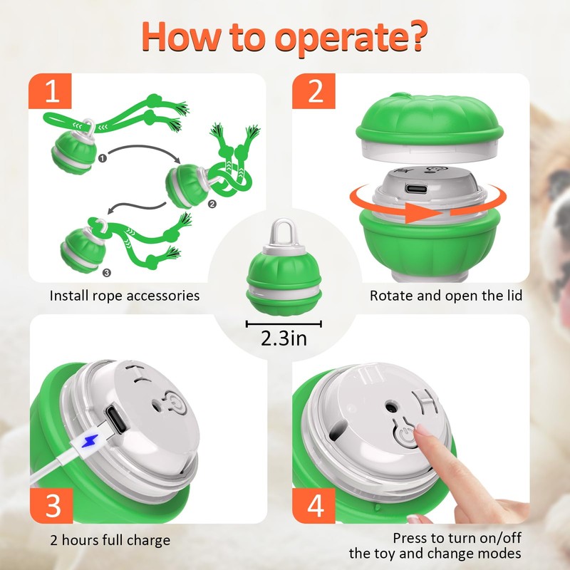 Interactive Dog Toys Rolling Ball for Puppy,Peppy Pet Ball for