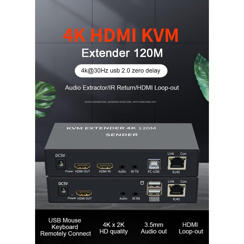 4K HDTV 120M KVM Extender HDMI-Compatible USB Extender Over CAT6