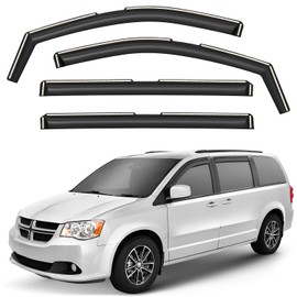 GrandWheel Co Smoke Tinted in-Channel Side Window Vent Visor Deflectors Rain Guards Compatible with Dodge Grand Caravan 2008-2023 - 4 pcs. GW0584, BLACK
