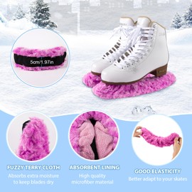 TUYUU Ice Skate Guards,Fuzzy Skate Guards for Hockey Skates Figure Skates Ice Skates.Ice Skate Blade Covers for Toddler Kids Youth Adults Men Women Boys Girls.Skate Soakers (Pink#B, S)