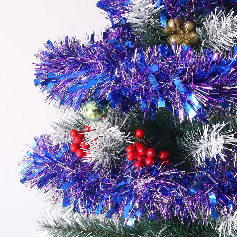 DIYASY RoyalBlue Christmas Chunky Tinsel Garland for Christmas Tree Decorations