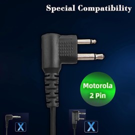 Retevis M001 Radio Headset Sound Tube Headphones Earphones 2-Pin Compatible with Minland G15/G18 Motorola DP1400 CP040 CP88 CP100 CP150 GP68 GP88 GP300 CT150 Walkie Talkies (Pack of 1)