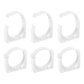 QUARKZMAN Pack of 6 PPR Water Pipe Clamps, Plastic U-Shaped Pipe Clamps with Mounting Clip for 75 mm/2.95 Inch OD Water Pipes and Hoses, White