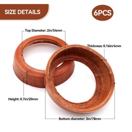 ZHIYUQL Pack of 6 Gasket Handle Pump Type 75 Handle Pump Replacement Parts Piston Sleeves, Leather Sleeve for Effective Pump Performance, Brown